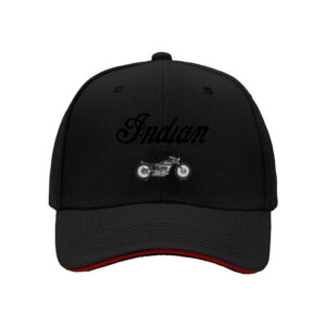 Indian Motorcycle Logo Men's Baseball Cap Black Red Trim Gift for Bikers