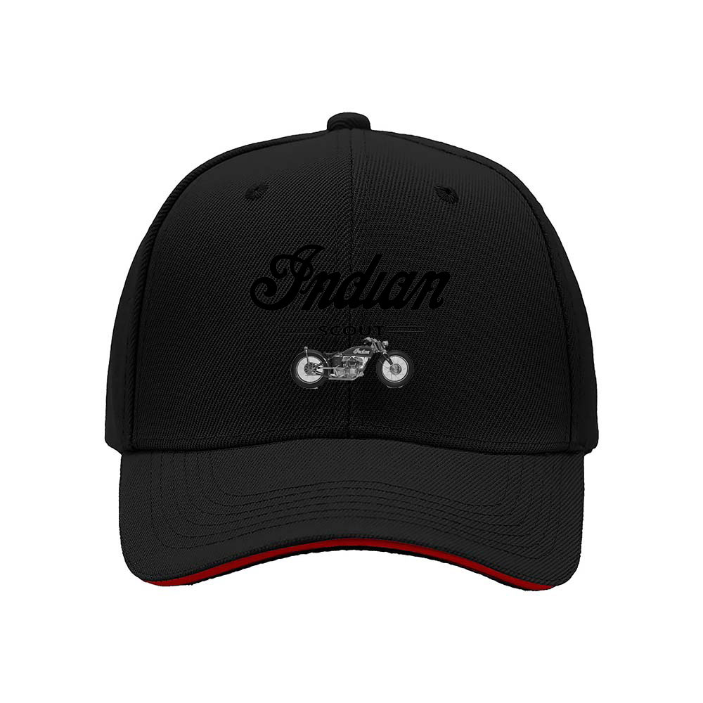 Indian Motorcycle Logo Men's Baseball Cap Black Red Trim Gift for Bikers