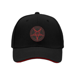 Black Baseball Cap with Red Pentagram Symbol Men's Women's Fashion Hat Gift for Occult Enthusiasts
