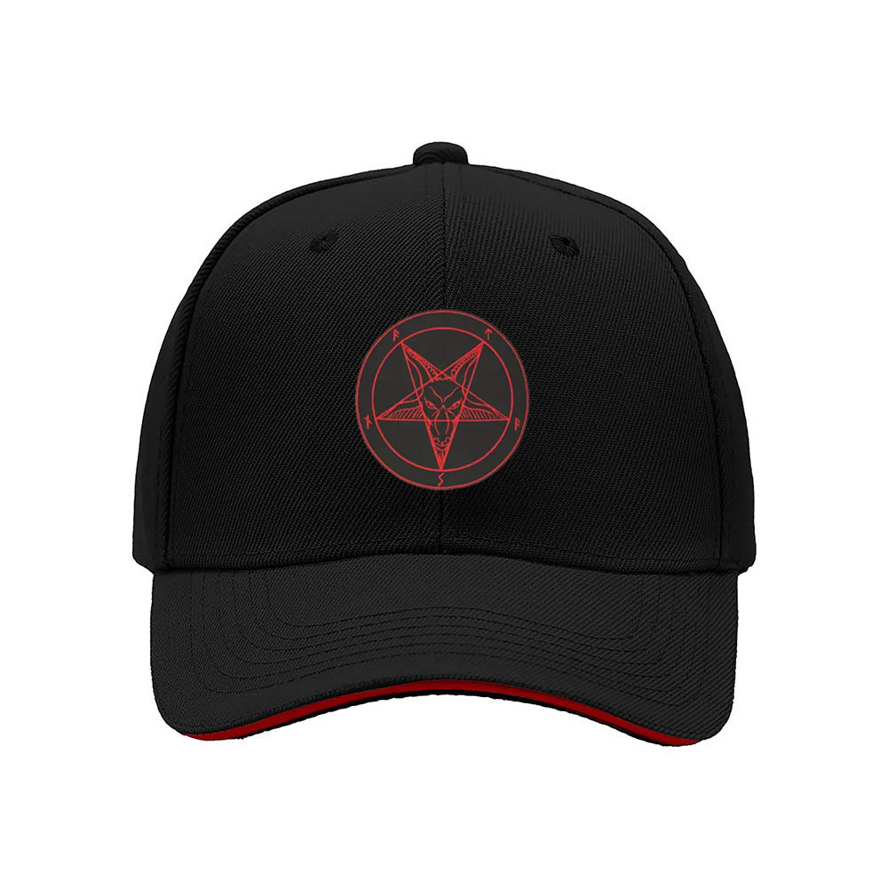 Black Baseball Cap with Red Pentagram Symbol Men's Women's Fashion Hat Gift for Occult Enthusiasts