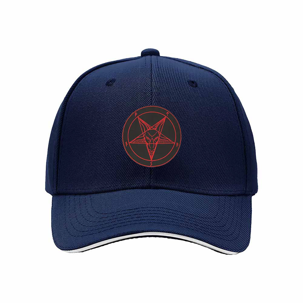 Black Baseball Cap with Red Pentagram Symbol Men's Women's Fashion Hat Gift for Occult Enthusiasts - Image 2