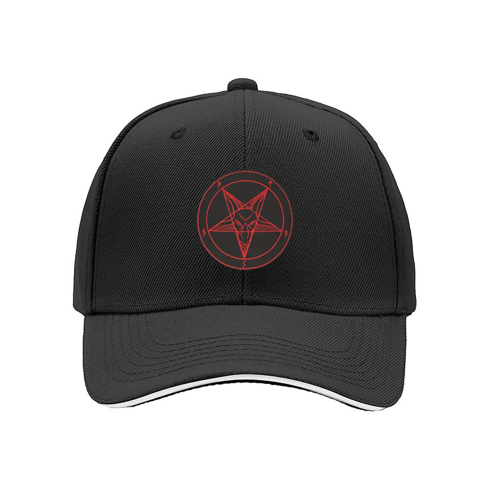 Black Baseball Cap with Red Pentagram Symbol Men's Women's Fashion Hat Gift for Occult Enthusiasts - Image 3