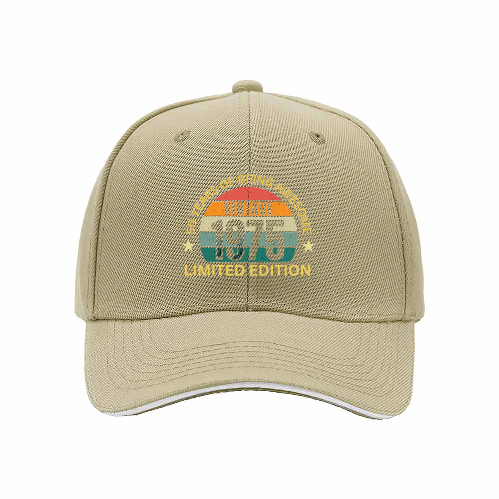 Vintage 1975 50th Birthday Men's Baseball Cap Limited Edition Gift - Image 4