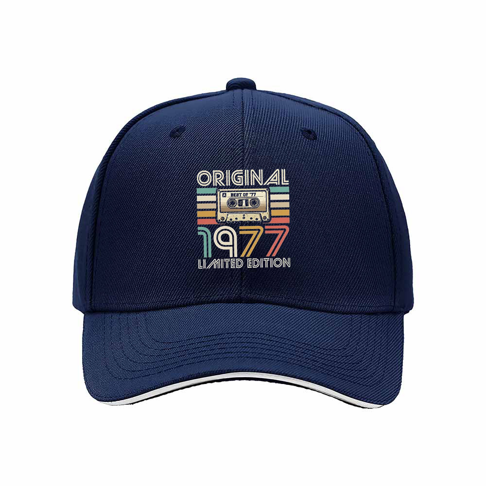 Original 1977 Limited Edition Men's Baseball Cap Vintage Cassette Design Gift - Image 2