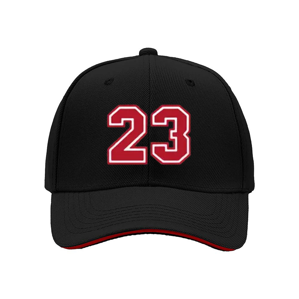 Men's Black Baseball Cap Number 23 Red Embroidered Sport Hat Gift