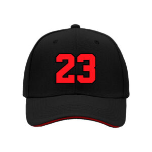 Black Baseball Cap with Red 23 Number Print Men's Women's Sport Hat Gift for Fans