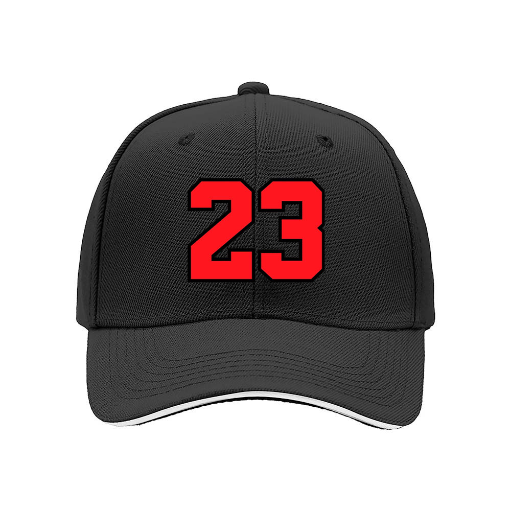 Black Baseball Cap with Red 23 Number Print Men's Women's Sport Hat Gift for Fans - Image 3