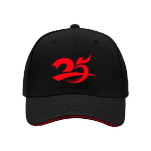 25th Anniversary Red Logo Black Baseball Cap for Men Women