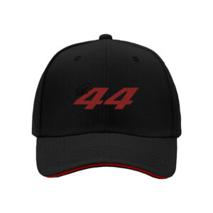 Black Baseball Cap with Red 44 Print Men's Women's Adjustable Hat Gift for Sports Fans