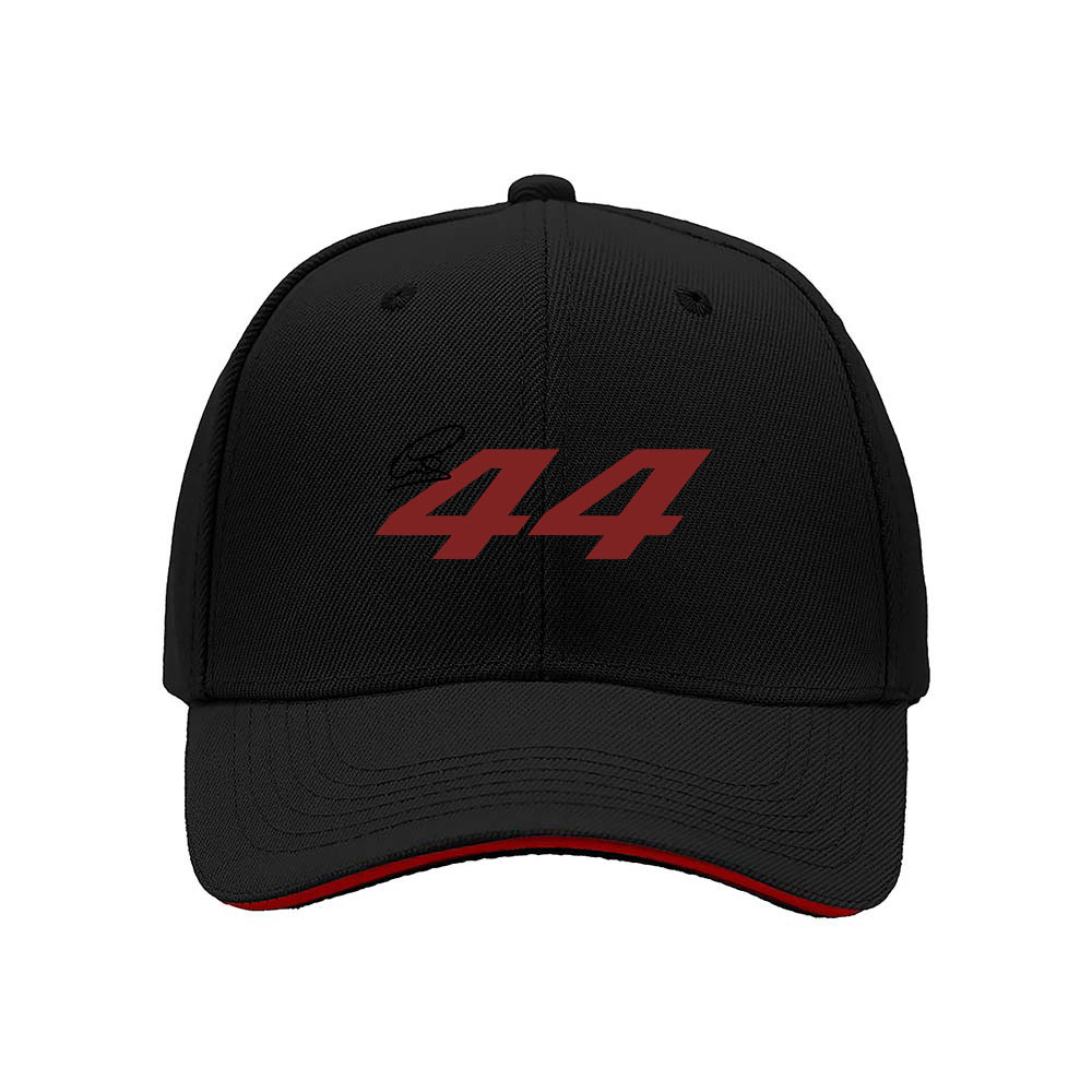 Black Baseball Cap with Red 44 Print Men's Women's Adjustable Hat Gift for Sports Fans