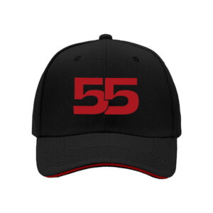 Black Baseball Cap with Red 55 Print Men's Women's Fashion Hat Gift for Sports Fans
