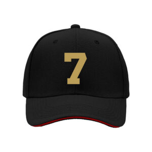 Black Baseball Cap with Gold Number 7 Men's Women's Sport Hat Gift