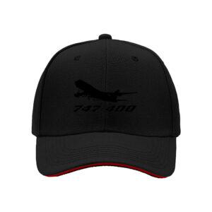 Black Boeing 747 400 Plane Men's Baseball Cap Gift for Aviation Fans