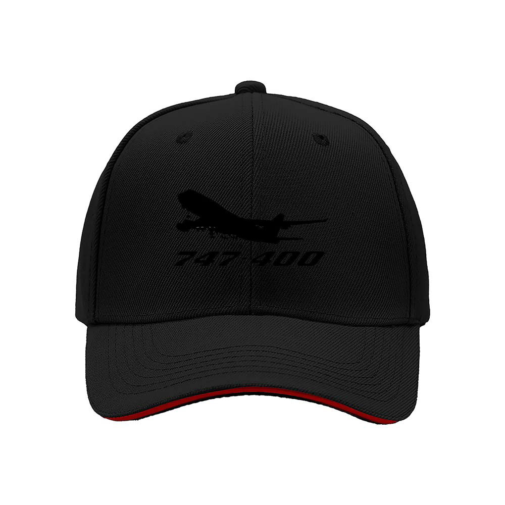 Black Boeing 747 400 Plane Men's Baseball Cap Gift for Aviation Fans