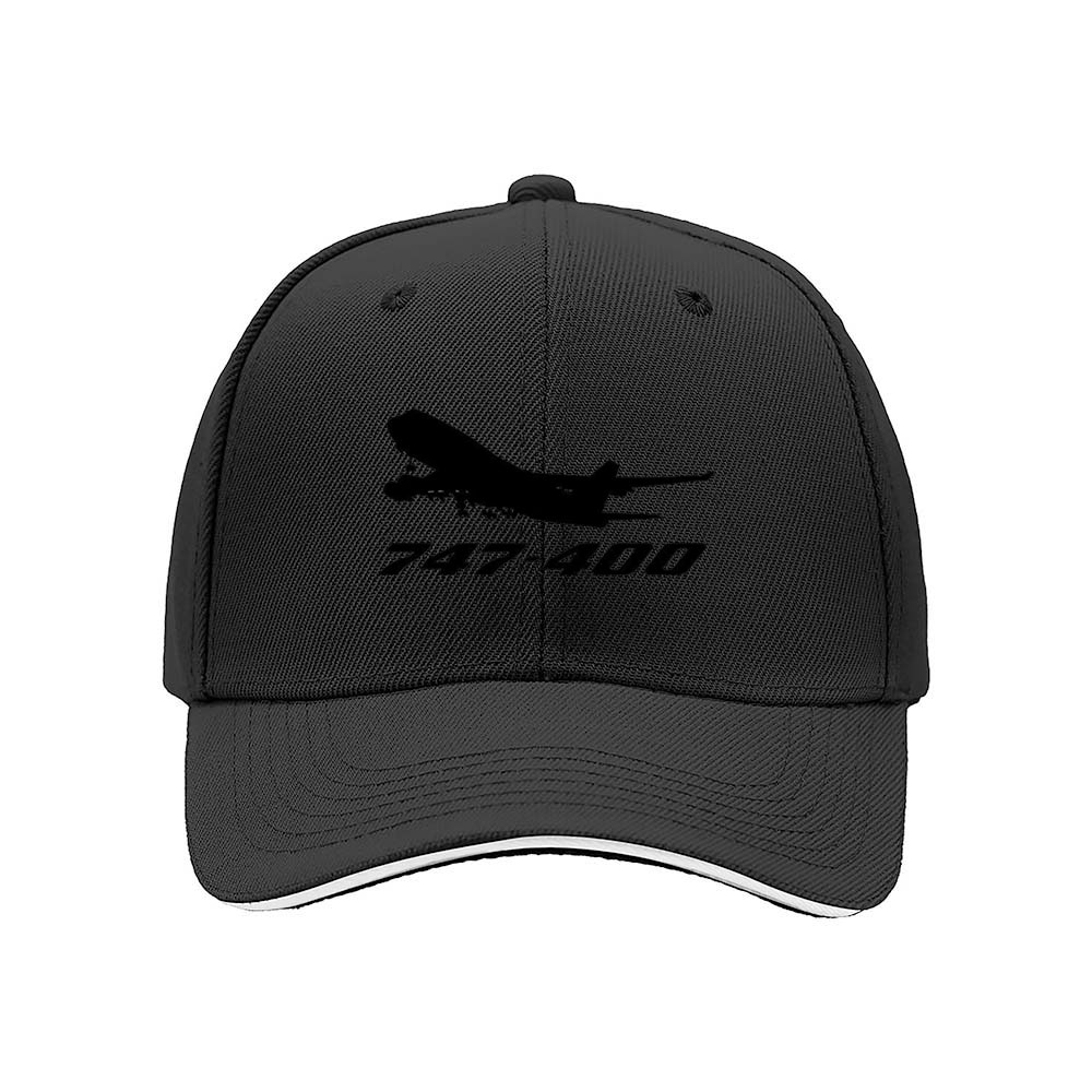 Black Boeing 747 400 Plane Men's Baseball Cap Gift for Aviation Fans - Image 3