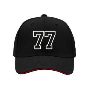 Black Baseball Cap with 77 Number Design for Men and Women Casual Gift Wear