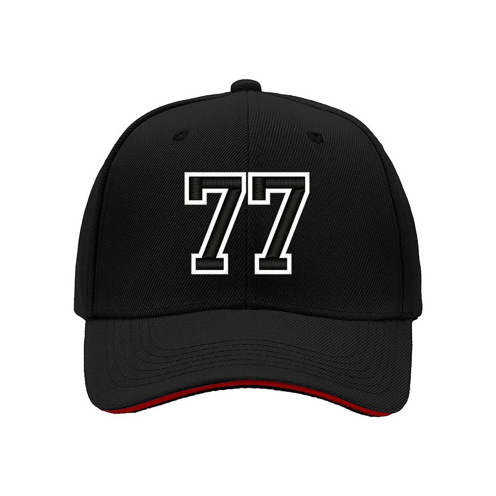 Black Baseball Cap with 77 Number Design for Men and Women Casual Gift Wear