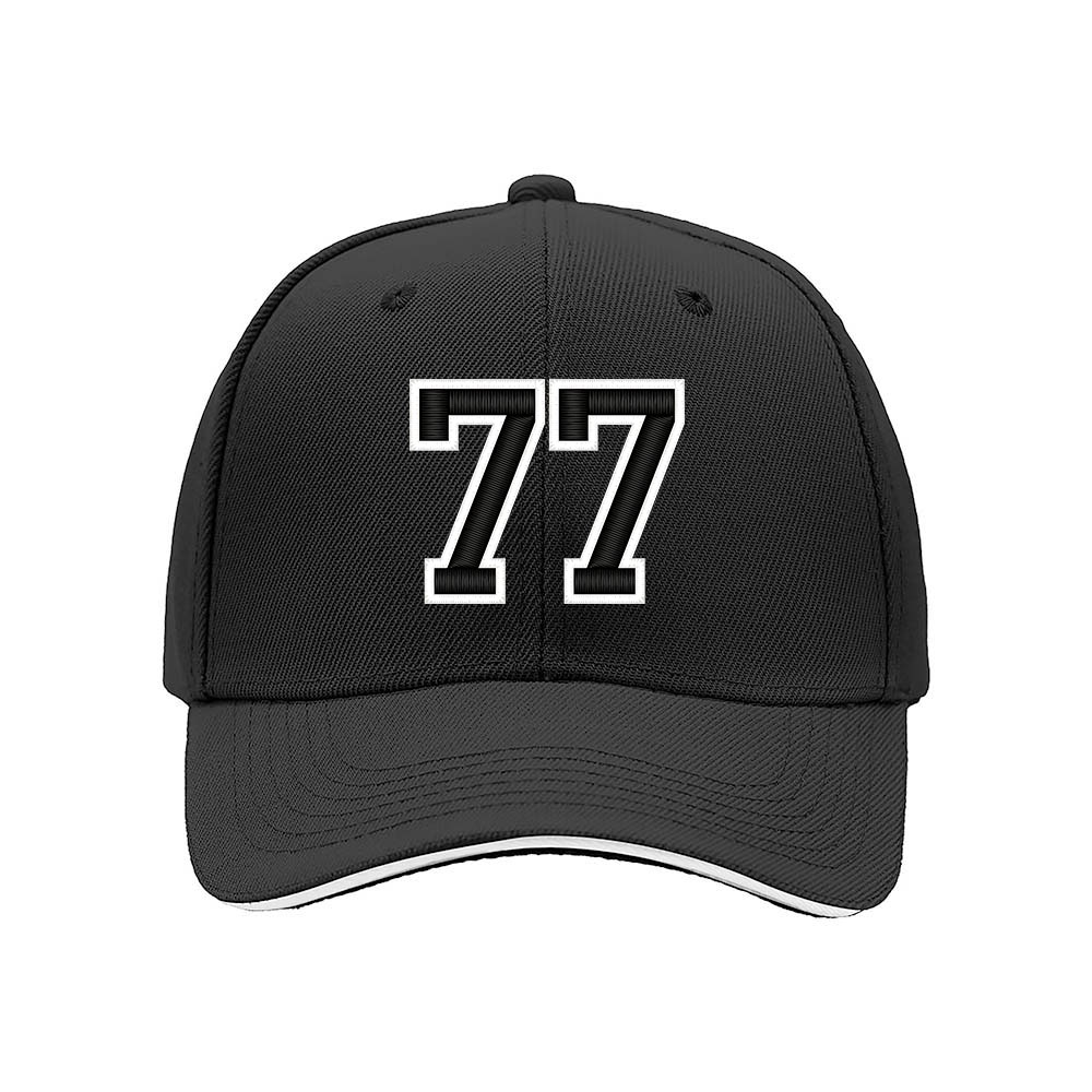 Black Baseball Cap with 77 Number Design for Men and Women Casual Gift Wear - Image 3