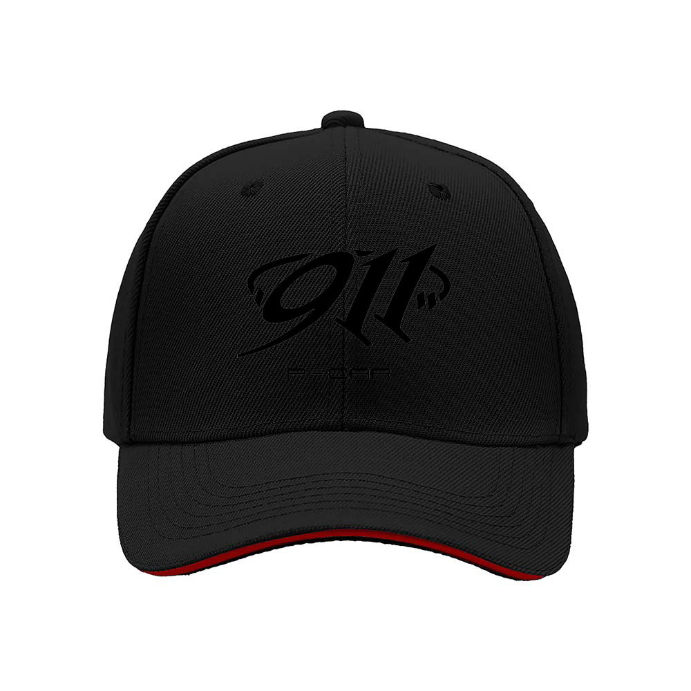 911 Logo Men's Baseball Cap Black Red Trim Gift for Fans