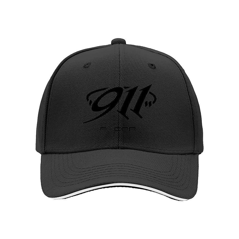 911 Logo Men's Baseball Cap Black Red Trim Gift for Fans - Image 3
