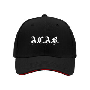 ACAB Gothic Print Men's Baseball Cap Black Red Trim