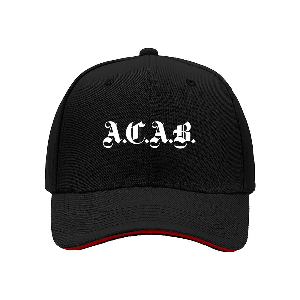 ACAB Gothic Print Men's Baseball Cap Black Red Trim