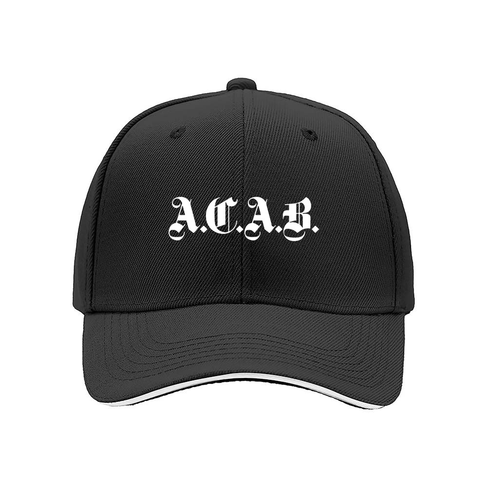 ACAB Gothic Print Men's Baseball Cap Black Red Trim - Image 3