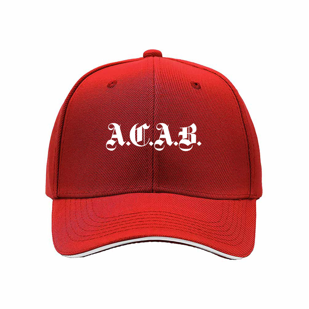 ACAB Gothic Print Men's Baseball Cap Black Red Trim - Image 6