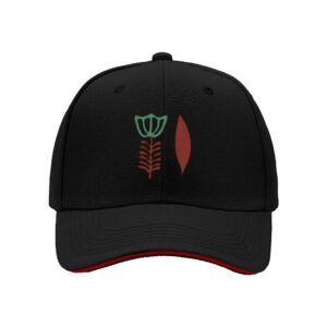 Black Baseball Cap with Green and Red Floral Embroidery for Men Women Gift Fashion Accessory