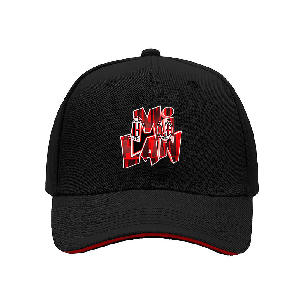 AC Milan Logo Men's Baseball Cap Red Black Design Gift for Fans