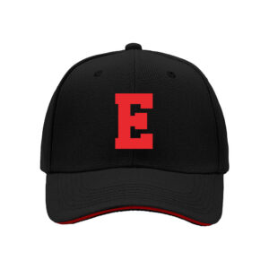 Black Baseball Cap with Red E Logo Men's Women's Adjustable Hat Gift for Sports Fans