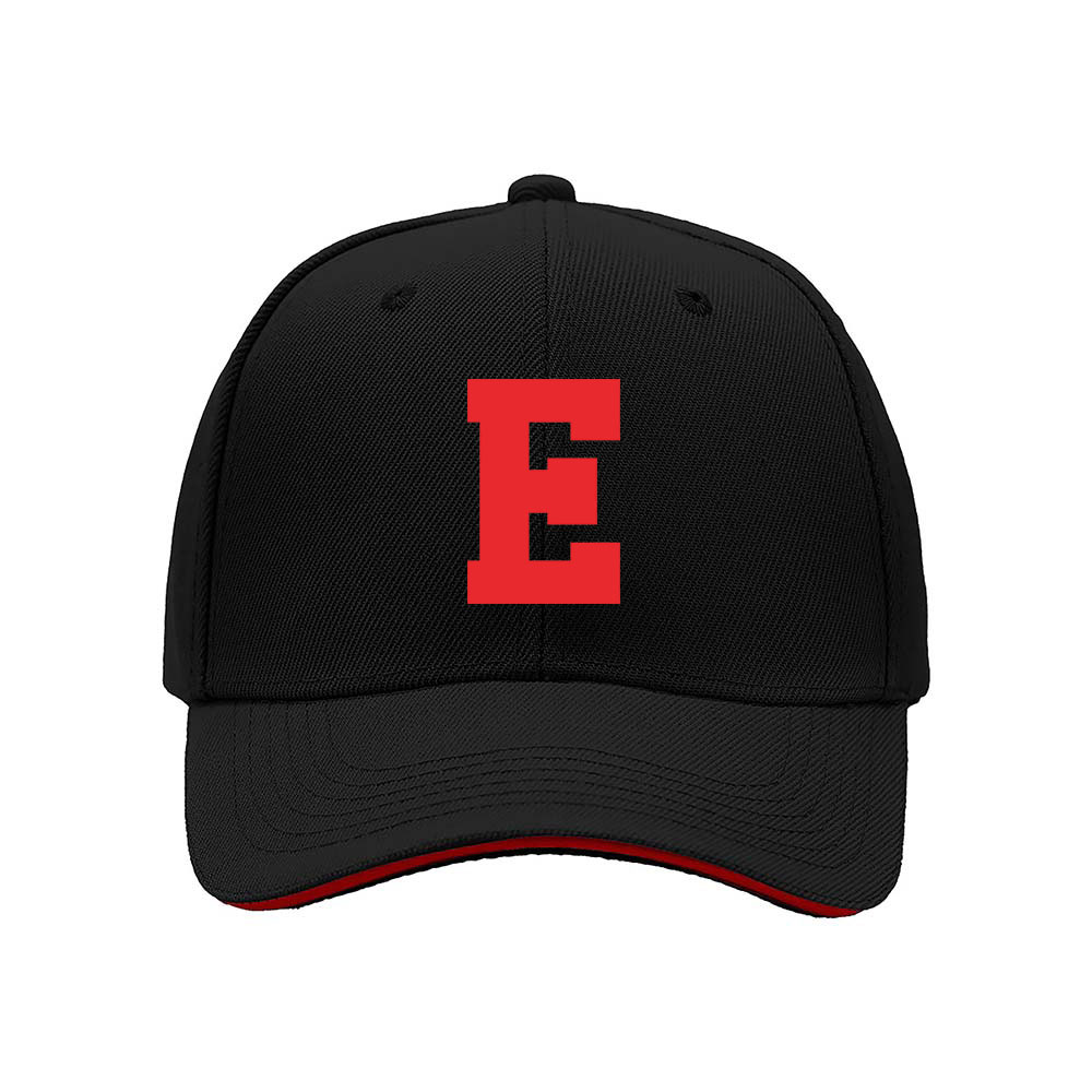 Black Baseball Cap with Red E Logo Men's Women's Adjustable Hat Gift for Sports Fans