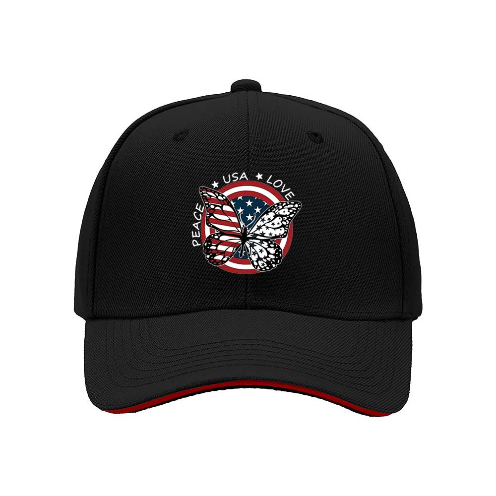 USA Butterfly Flag Cap Peace Love Men's Baseball Hat Gift