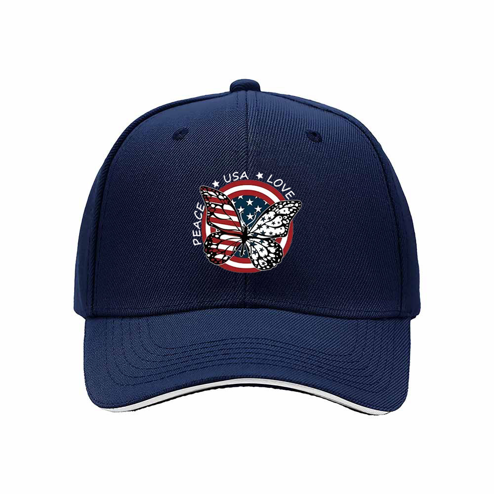 USA Butterfly Flag Cap Peace Love Men's Baseball Hat Gift - Image 2