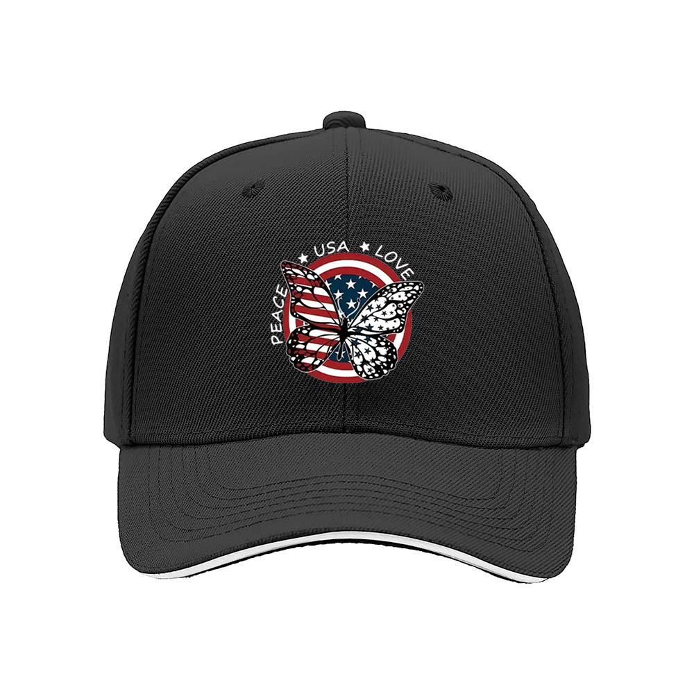 USA Butterfly Flag Cap Peace Love Men's Baseball Hat Gift - Image 3