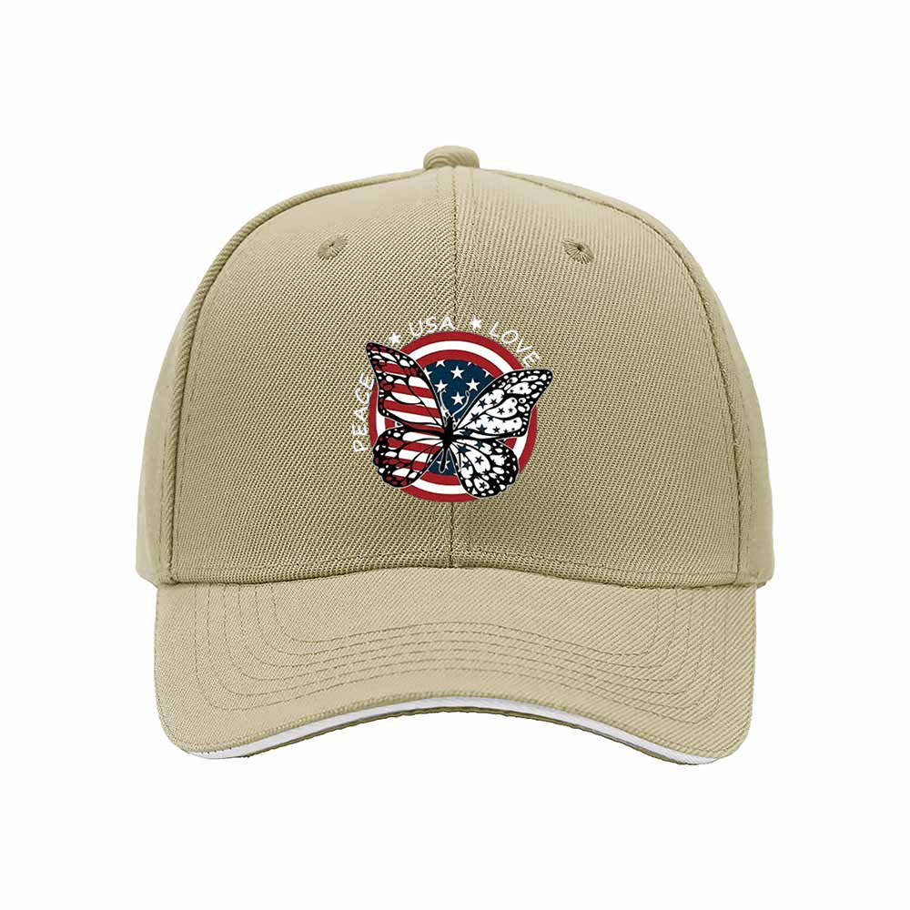 USA Butterfly Flag Cap Peace Love Men's Baseball Hat Gift - Image 4