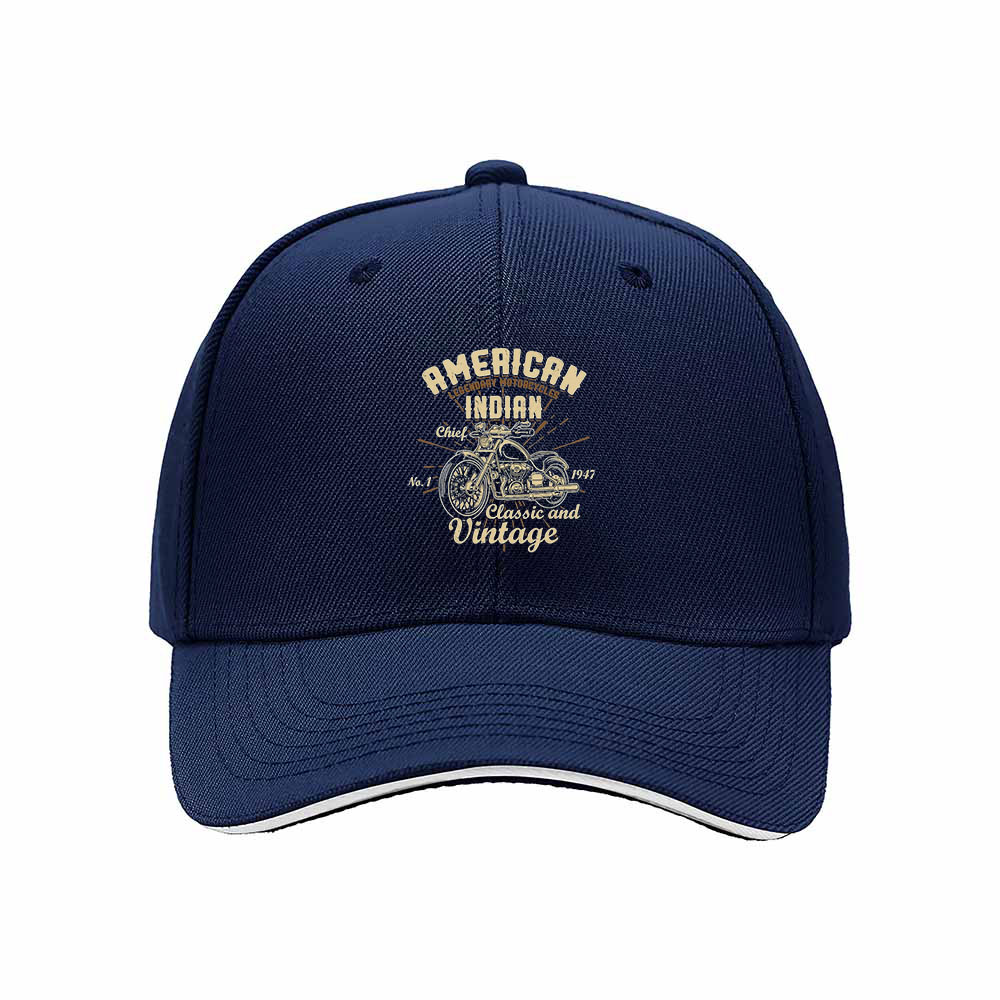 American Indian Motorcycle Classic Vintage Men's Baseball Cap - Image 2