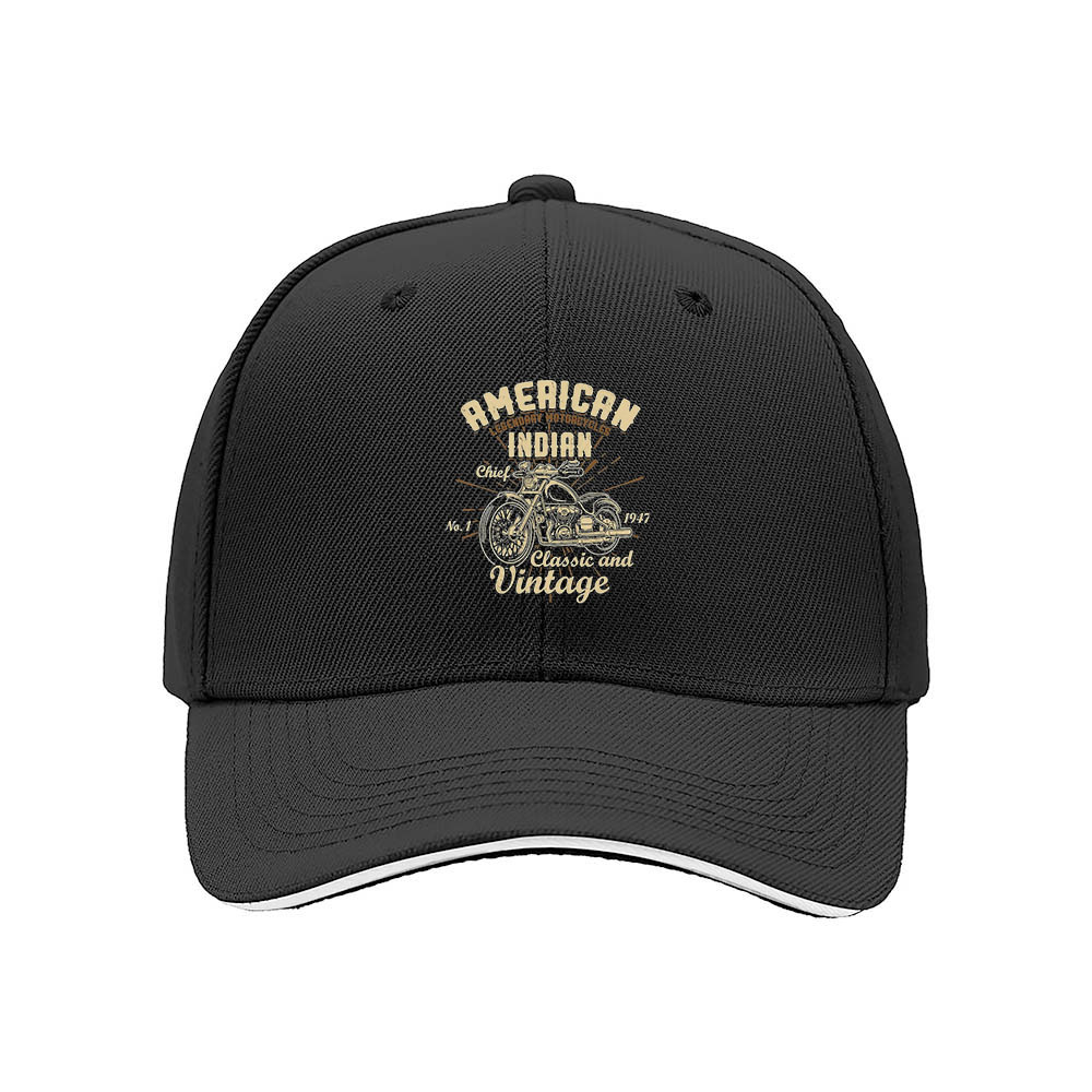 American Indian Motorcycle Classic Vintage Men's Baseball Cap - Image 3