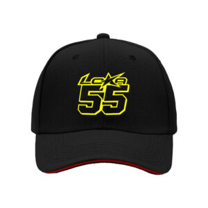 Black Baseball Cap with Yellow 55 Logo Men's Women's Adjustable Hat Gift for Sports Fans
