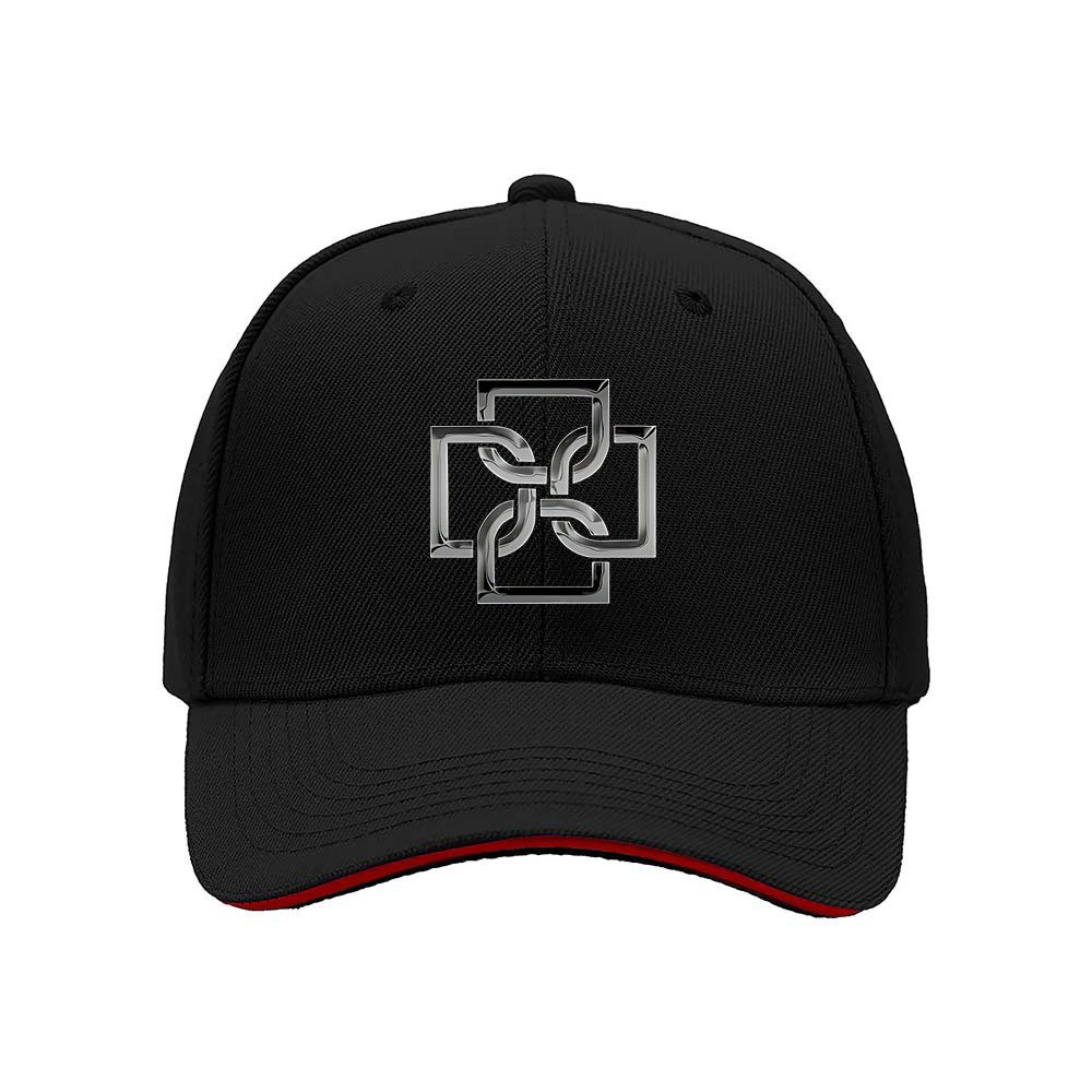 Men's Baseball Cap with Metal Chain Logo Design Black Hat Gift
