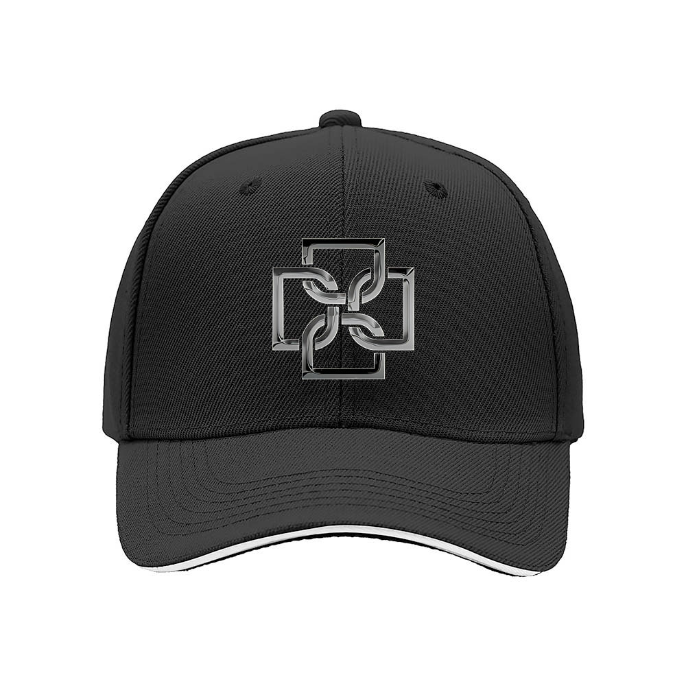 Men's Baseball Cap with Metal Chain Logo Design Black Hat Gift - Image 3