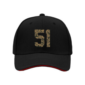 Men's Black Baseball Cap Camo Number 51 Gift for Sports Fans