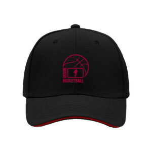 Men's Black Basketball Cap with Red Logo Design for Gifts and Sports Fans