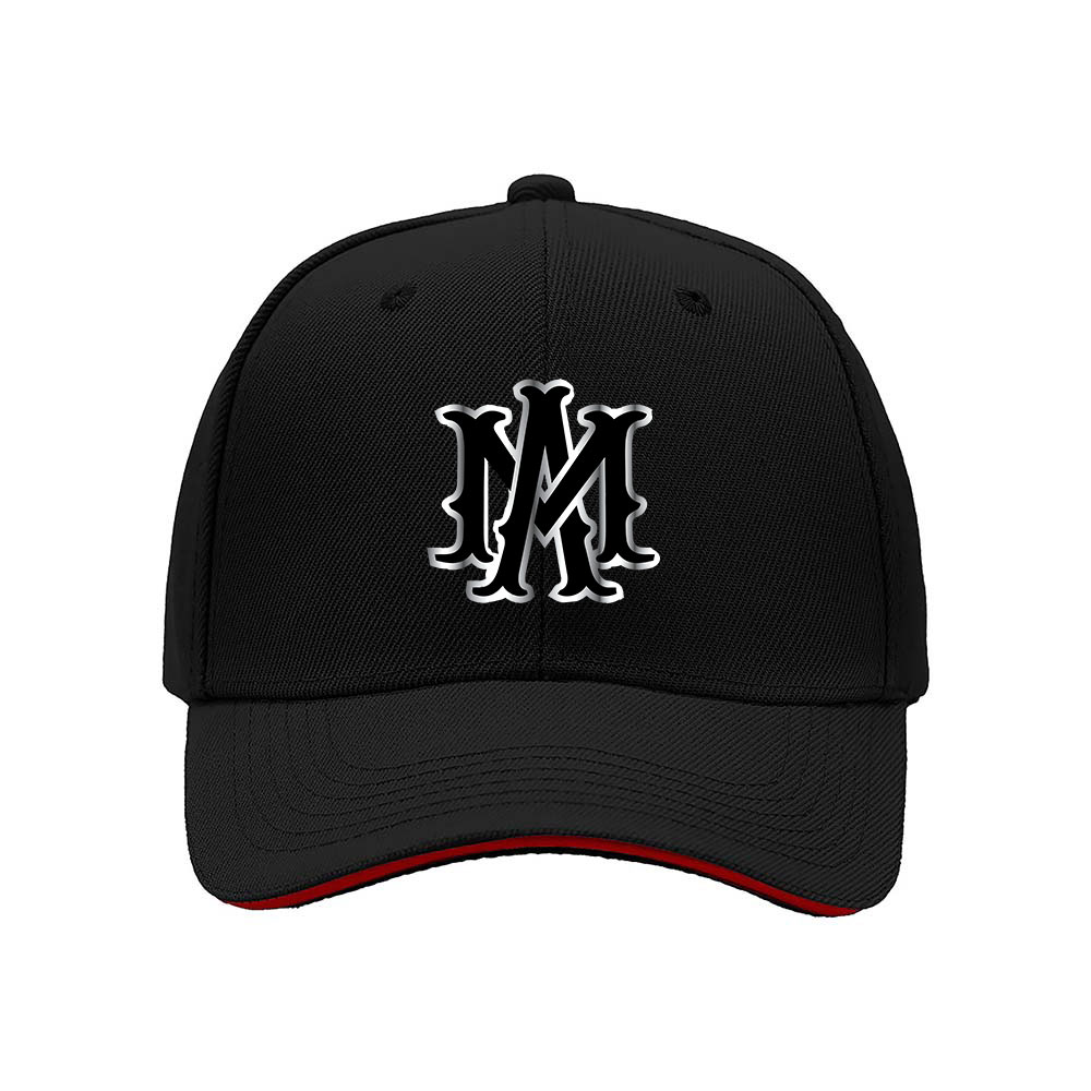 Men's Black Baseball Cap with Silver M Logo for Gifts and Casual Wear