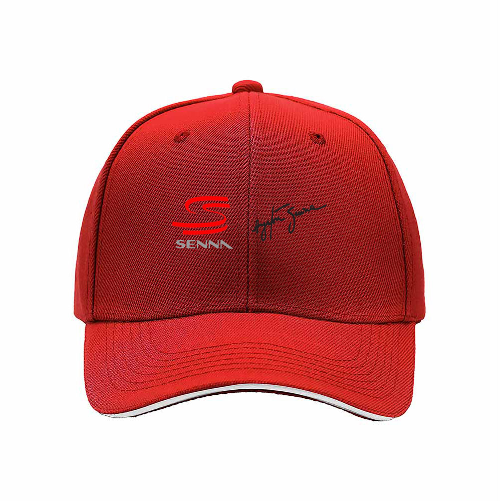 Senna Logo Baseball Cap Men Women Gift Sport Hat Red Black Design - Image 6