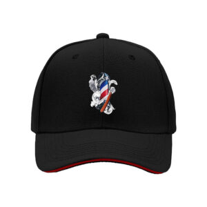 Black Baseball Cap with Barber Pole Emblem Men's Women's Gift Hat