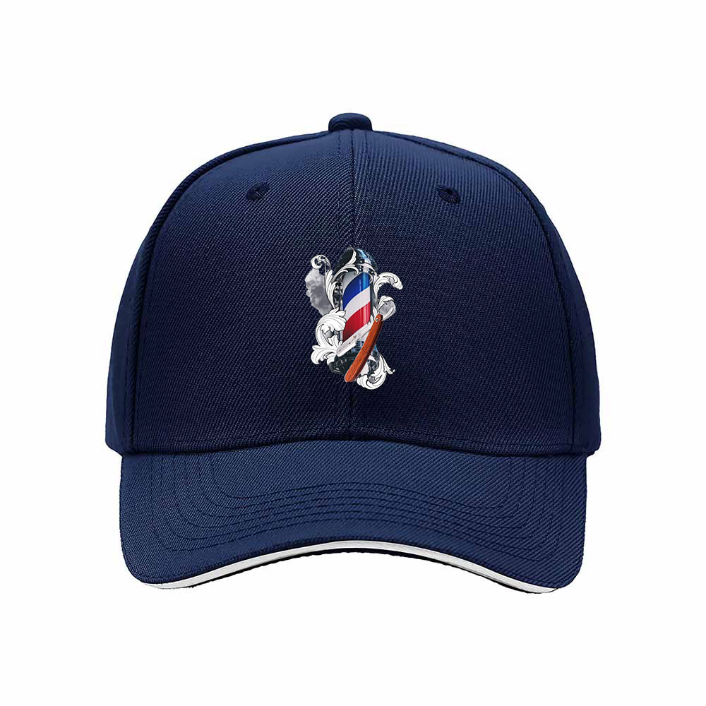 Black Baseball Cap with Barber Pole Emblem Men's Women's Gift Hat - Image 2