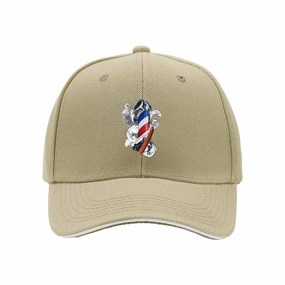Black Baseball Cap with Barber Pole Emblem Men's Women's Gift Hat - Image 4