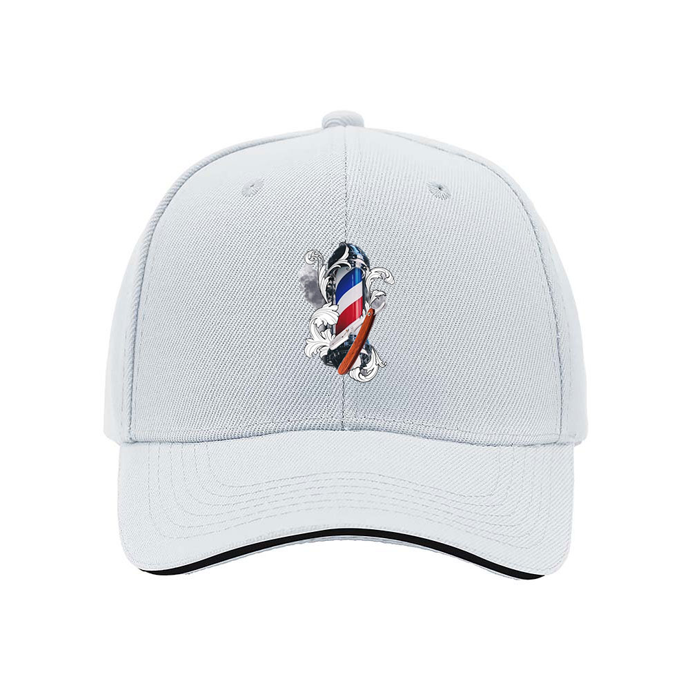 Black Baseball Cap with Barber Pole Emblem Men's Women's Gift Hat - Image 5