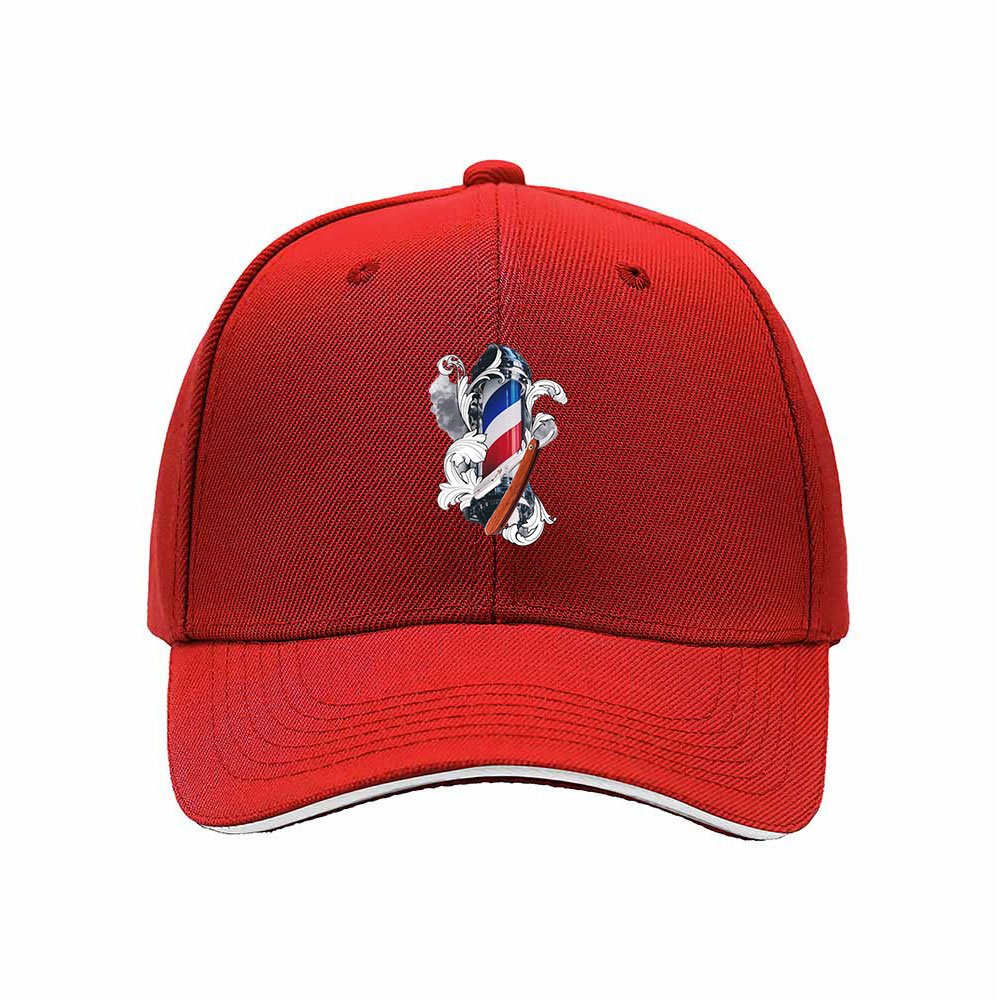 Black Baseball Cap with Barber Pole Emblem Men's Women's Gift Hat - Image 6